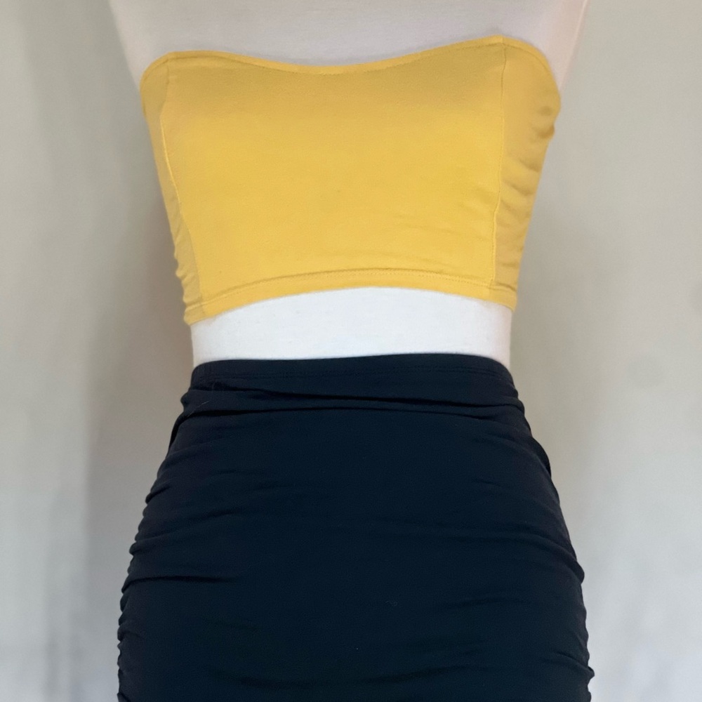 Yellow Strapless Top
